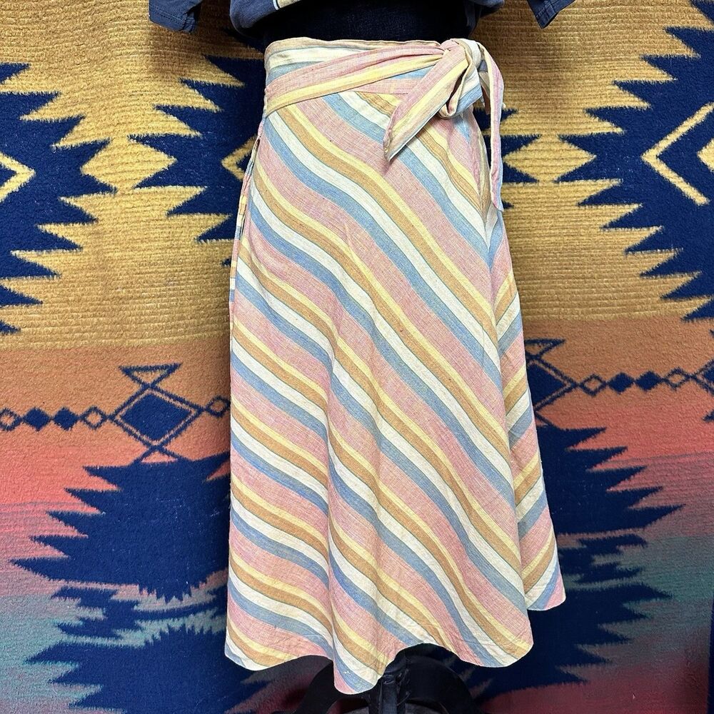 Vintage 70’s Modern Junior Cotton Wrap Around Skirt. Large. Boho. Rare Vintage. - Picture 2 of 16